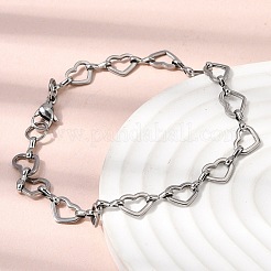 Conjuntos de joyería de pulsera y collar con cadena de eslabones de corazón de acero inoxidable 304&nbsp;SJEW-L199-13P