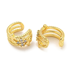 Messing Micro Pave klare Zirkonia Manschette Ohrringe&nbsp;EJEW-C104-159G