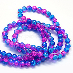 Perles rondes en verre craquelé transparent&nbsp;DGLA-Q018-8mm-49