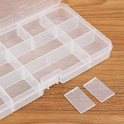 15 Gitter transparente rechteckige Aufbewahrungsbehälter aus Kunststoffperlen&nbsp;PAAG-PW0012-03
