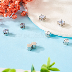 8 Stück 4 Stile klare Zirkonia flache runde Clip-on-Ohrringe&nbsp;EJEW-TA0001-15