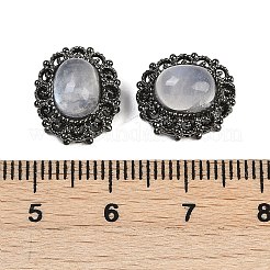 Messing Pflaster natürliche Regenbogen Mondstein oval mehrsträngige Verbinder&nbsp;G-C172-06B