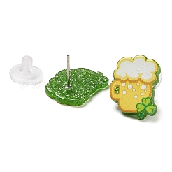 Ohrstecker zum St. Patrick's Day mit Acryl- und Edelstahl-304-Motiv für Damen und Herren&nbsp;EJEW-H112-01D