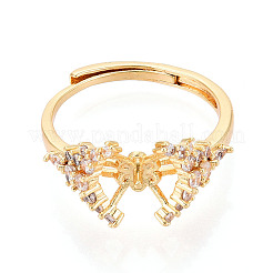 Blume Messing Micro Pave Zirkonia Cup Peg Ring Einstellungen&nbsp;KK-T076-09G