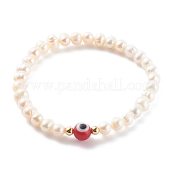 Braccialetti di perline elasticizzati con perle naturali&nbsp;BJEW-JB06163