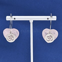 Boucles d'oreilles créoles en quartz rose naturel et acier inoxydable 304 pour femmes&nbsp;EJEW-G475-04P-05