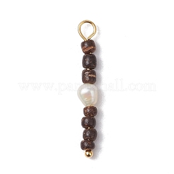 Noix de coco naturelle avec pendentifs en perles d'eau douce de culture naturelles&nbsp;PALLOY-JF03566