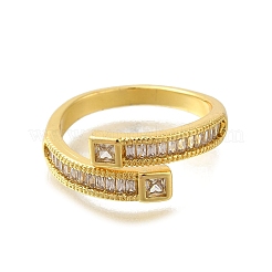 Bagues réglables en laiton avec micro pavé de zircones cubiques transparentes&nbsp;RJEW-D079-05G-RS