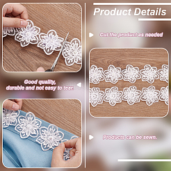 Bordure en dentelle d'organza avec perles d'imitation en résine&nbsp;OCOR-WH0085-53C