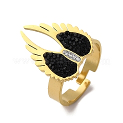 304 Edelstahl mit Strass-Fingerringen&nbsp;RJEW-Q020-17G