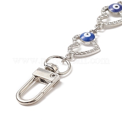 Corazón esmaltado de aleación con cadenas de extensión de bolsa de cadena de eslabones de mal de ojo&nbsp;AJEW-BA00104