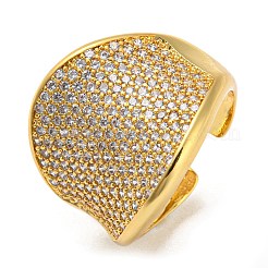 Gestellplattierte Messing-Mikropavé-Manschettenringe mit klaren kubischen Zirkonia&nbsp;RJEW-M156-01G