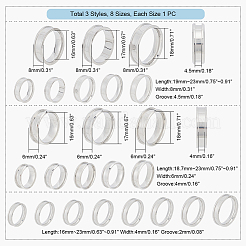 24 Stück 24 Stile 201 & 304 Edelstahl geriffelte Fingerringfassungen&nbsp;STAS-UN0044-15