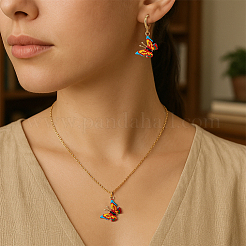 Parure con farfalla in lega d'oro leggera&nbsp;SJEW-HY0001-15