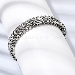 201 Edelstahl-Armbänder mit diamantgeschliffener Weizenkette für Herren&nbsp;STAS-T077-07P
