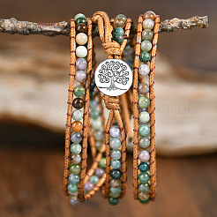 Natürliche indische Achat Perlen Wickelarmbänder&nbsp;WG093E5-01