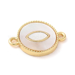 Breloques connecteurs en laiton pavé de coquillages blancs naturels&nbsp;KK-S522-03C-G