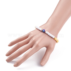4pcs ensemble de bracelets extensibles heishi surfeur en argile polymère faits à la main&nbsp;BJEW-JB07756-03