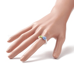 Blumenknospen-Stretchring aus synthetischer Koralle und Glassamenperlen für Frauen&nbsp;RJEW-JR00557