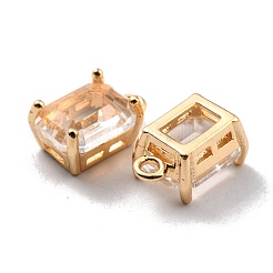 Rack-plattierte Messing-Glas-Charms&nbsp;KK-D070-04G