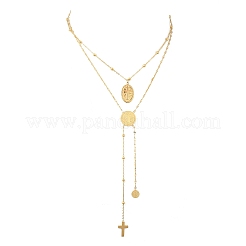 Religiöse Halskette mit Kreuzanhänger aus Edelstahl 304&nbsp;NJEW-C112-01G