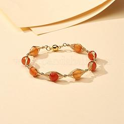 Bracciali con perline in corniola naturale per uomo donna&nbsp;BJEW-TA00012-01