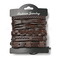 6 Stück verstellbare Armbänder aus geflochtenem Kunstleder mit 6 Stilen&nbsp;BJEW-F458-04