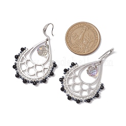 Natürliche schwarze Onyx-Ohrhänger im Boho-Stil&nbsp;EJEW-MZ00301