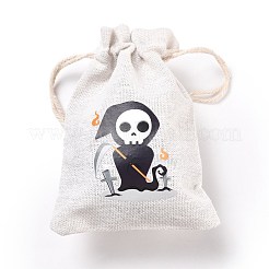 Sacchetti portaoggetti in panno di cotone di halloween&nbsp;ABAG-M004-01H