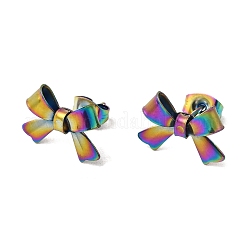 Pendientes de botón con lazo de acero inoxidable 304&nbsp;EJEW-Z136-01RC
