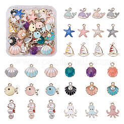 Pendentifs en émail en alliage thème océan&nbsp;ENAM-BC0001-04