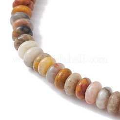 Rondelle di agata pazza naturale e braccialetti elasticizzati con perline&nbsp;BJEW-JB09918-05