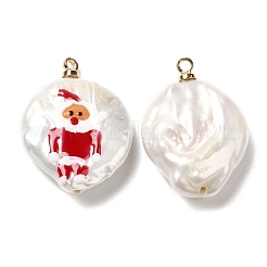 Pendenti di perle keshi naturali in stile barocco con smalto&nbsp;PEAR-G013-02B