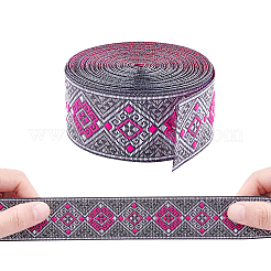 Ruban polyester brodé de style ethnique&nbsp;SRIB-WH0007-02A