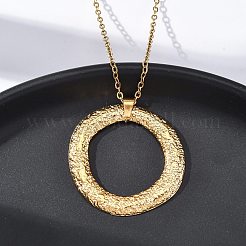 Colliers avec pendentif en anneau texturé en acier inoxydable 304&nbsp;NJEW-H059-23G