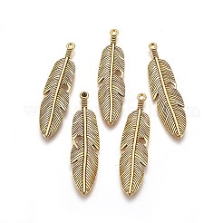 Pendentifs gros en alliage de plumes de style tibétain &nbsp;TIBEP-A12720-AG-RS