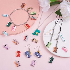 24 Stück Dinosaurier Charms Anhänger Tierform Harz Charm bunter Dinosaurier Anhänger für Schmuck Halskette Armband Ohrring Basteln&nbsp;JX318A