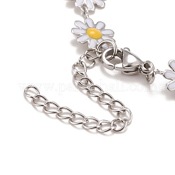 Gänseblümchen-Kettenarmband aus Emaille&nbsp;BJEW-P271-01P-01