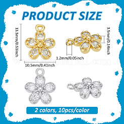 20 Stück 2 Farben Messing mit Zirkonia-Anhängern&nbsp;KK-PH0012-42