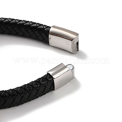 Geflochtene Armbänder aus schwarzem PU-Leder für Herren&nbsp;BJEW-K243-20AS