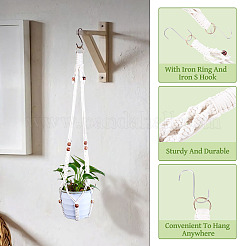 2 suspension pour plante en macramé fait main en polyester avec perles de bois&nbsp;AJEW-HS0001-47A