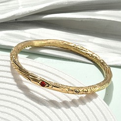 Bracelets joncs en acier inoxydable 304 gravés artisanalement et ornés de strass pour femmes&nbsp;BJEW-D456-01G-01