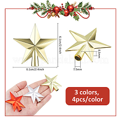 12 stella di plastica decorativa per albero di Natale in 3 colori&nbsp;DIY-DC0003-97