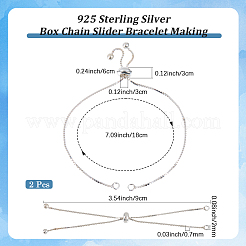 2 Stück 925 Sterling Silber Box Kette Schieber Armband machen&nbsp;MAK-BBC0001-23