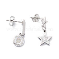 3 paio di orecchini asimmetrici a stella e cuore con 3 strass in stile&nbsp;EJEW-B020-21P
