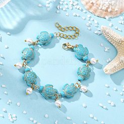 2 Stück Armband mit runden Muschelperlen und Anhängern in 2 Farben zum Thema Ozean&nbsp;BJEW-JB14132