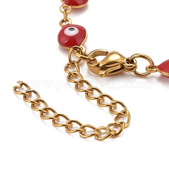 Ovale en émail avec bracelet chaînes à maillons mauvais œil&nbsp;BJEW-P271-04G-01