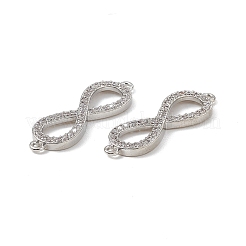 Breloques de connecteur en laiton micro pavé de zircone cubique transparente&nbsp;KK-E068-VB385