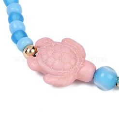 Schildkröte synthetische türkis geflochtene Perlenarmbänder für Frauen&nbsp;BJEW-JB11694
