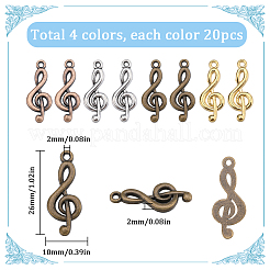 80 pièces 4 couleurs pendentifs clé de sol en alliage de style tibétain&nbsp;FIND-SC0006-82
